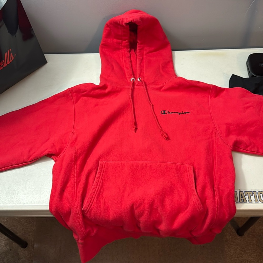 Red champion sweatshirt
